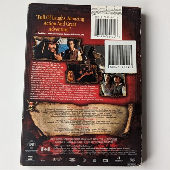 2/$15 Pirates of the Caribbean: The Curse of the Black Pearl DVD - Picture 2 of 11